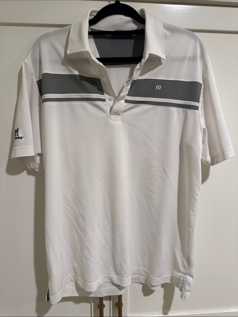 Travis Mathew White and Gray Men's Golf Polo